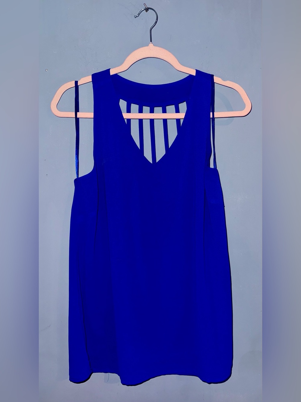 Faith and Joy by Monteau Royal Blue Sleeveless V Neck Blouse Size L